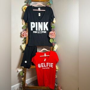 Victoria’s Secret PINK Bundle 3 Items NWT – Leggings + 2 V-Neck Tees